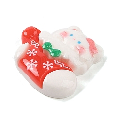 動物のクリスマスソックステーマ不透明樹脂デコデンカボション  猫の形  22.5x24x6.5mm&nbsp;RESI-S397-03D