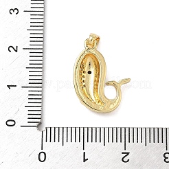 真鍮製マイクロパヴェキュービックジルコニアペンダント  クジラ  エナメルスタイル  18KGP本金メッキ  ミスティローズ  14x19x4.5mm  穴：4x3mm&nbsp;KK-P334-23G-02