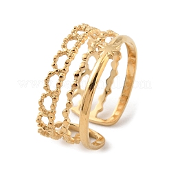 304 Stainless Steel Multi Line Open Cuff Rings&nbsp;RJEW-D002-05G