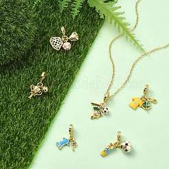 6Pcs 6 Styles Brass Enamel European Dangle Charms&nbsp;KK-CJ0003-95