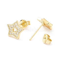 Clear Cubic Zirconia Star Stud Earrings&nbsp;EJEW-P196-05G