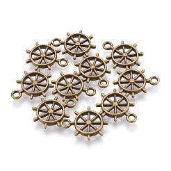 合金のチベット風チャーム  カドミウムフリー＆ニッケルフリー＆鉛フリー  舵  アンティークブロンズ  18x15x3mm  穴：2mm&nbsp;TIBEP-A24561-AB-FF