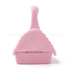 ベルベットのリングボックス  プラスチックとラインストーン付き  スワン  ピンク  5.3x5.2x6.5cm&nbsp;VBOX-F004-05B