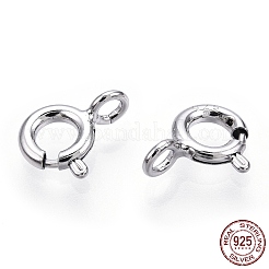 Rhodium Plated 925 Sterling Silver Spring Ring Clasps&nbsp;STER-T004-81A-P