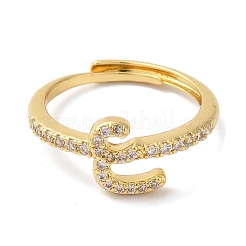 Rack Plating Brass Cubic Zirconia Arabic Letters Adjustable Rings for Women&nbsp;RJEW-S407-10G-16