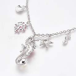 Ocean Theme Alloy Enamel Pendant Necklaces&nbsp;NJEW-WH0002-02P