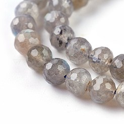 天然石ラブラドライトビーズ連売り  多面カット  ラウンド  6~7.5mm  穴：0.8mm  約53~58個/連  15.3インチ（39cm）&nbsp;G-O176-04B
