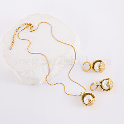 304 Stainless Steel Pendant Necklaces & Hoop Earrings Sets&nbsp;JT6190-3