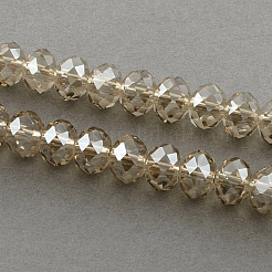 電気メッキガラスビーズ連売り  ファセットロンデル  淡い茶色  2.5x2mm  穴：0.8mm  約135~140個/連  32~34cm&nbsp;X-EGLA-S096-2mm-05