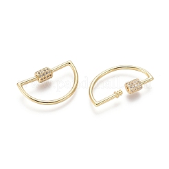 Brass Micro Pave Cubic Zirconia Screw Carabiner Lock Charms&nbsp;ZIRC-I031-14G