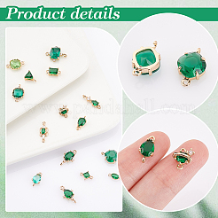 30Pcs 15 Styles Brass PAve Glass & Cubic Zirconia Connector Charms&nbsp;GLAA-GA0001-74