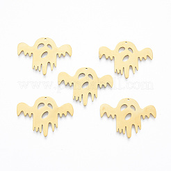 ステンレスペンダント201個  ゴースト  ハロウィンスタイル  18KGP本金メッキ  23.5x31.5x1mm  穴：1mm&nbsp;STAS-N090-LA917-2