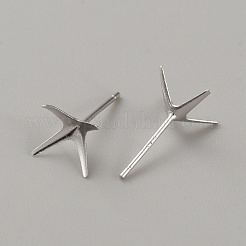 ロムジウムメッキ 925 スターリングシルバー スタッド イヤリング 金具  ピアスのセッティング  プラチナ  8x8mm  ピン：11.5x0.8mm&nbsp;LS-STER-WH0009-15E-P
