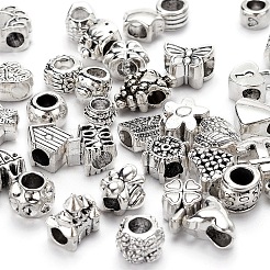 50Pcs 50 Style Tibetan Style Alloy European Beads&nbsp;TIBE-YW0001-21
