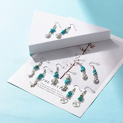 Synthetic Turquoise Chips Beaded Dangle Earrings&nbsp;EJEW-JE04890-01
