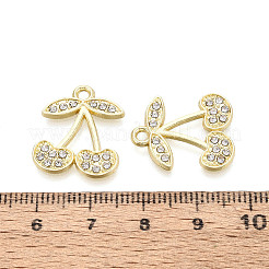 合金ラインストーンペンダント  さくらんぼのチャーム  ライトゴールド  20x17x2mm  穴：2mm&nbsp;FIND-N008-31KCG