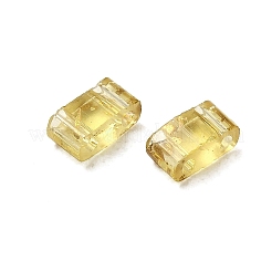 2穴透明ガラスシードビーズ  アンティークスタイル  長方形  きいろ  5x2.5x2mm  穴：0.7mm&nbsp;SEED-S023-30B-24