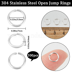 300Pcs 304 Stainless Steel Open Jump Rings&nbsp;STAS-BBC0004-98A