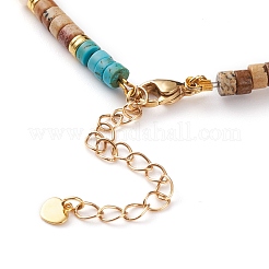 Natural Picture Jasper & Turquoise Beaded Necklaces&nbsp;NJEW-JN03253
