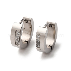 304ステンレススチールキュービックジルコニアフープピアス  316ステンレス鋼  プラチナ  13.5~14x4mm&nbsp;EJEW-D331-11P