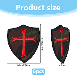 シールドクロス刺繍パッチ6個  フック＆ループ付きのタクティカルバッジ  カラフル  77.5x65x4.5mm&nbsp;DIY-DC0004-45