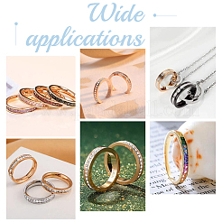 14個 7サイズ クリスタルラインストーン 溝付き指輪  テクスチャ加工された201ステンレススチール製ジュエリー、男性用、女性用  ステンレス鋼色  usサイズ[12] 5（1/4~12mm）  3/4pcs /サイズ&nbsp;RJEW-UN0002-55P