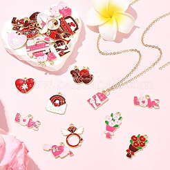 36Pcs 12 Styles Valentine's Day Alloy Enamel Pendants&nbsp;ENAM-YW0008-91A