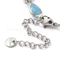 Heart Faceted Glass Link Chain Bracelets&nbsp;BJEW-C059-01A-P