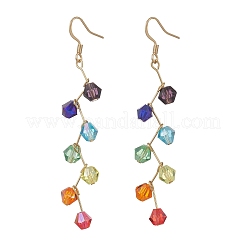 304 Stainless Steel Glass Bicone Dangle Earrings&nbsp;EJEW-JE06717