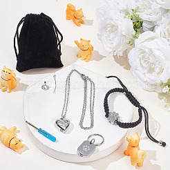 DIYファインディングキット  ステンレススチールのビーズリンクブレスレット、キーホルダー、ネックレス、ヘッドドライバー、漏斗など  ホッパー  レクタングルベルベットポーチ  ステンレス鋼色  51.5mm&nbsp;DIY-OC0014-70A