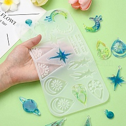 DIY Mixed Shapes Charm Pendant Silicone Molds for DIY Earring Keychain Making&nbsp;DIY-YW0009-44