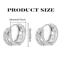 真鍮マイクロパヴェクリアキュービックジルコニアフープピアス 1ペア  プラチナ  16x18x6mm&nbsp;EJEW-LP0004-68P