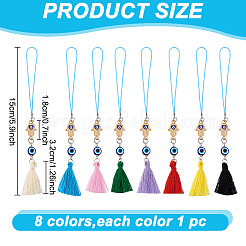 8Pcs 8 Colors Transparent Glass Pendant Decorations&nbsp;HJEW-GO00022
