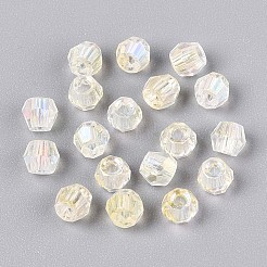 透明なスプレー塗装ガラスビーズ  コーン  ABカラーメッキ  多面カット  淡黄色  4~4.5x3.5mm  穴：1.4~1.6mm  約15380個/1000g&nbsp;EGLA-N018-4mm-10