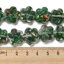 天然の染色されたインペリアルジャスパーと樹脂ビーズの連売り  花  濃い緑  15x16x5.5mm  穴：1.2mm  約12個/連  8.46''（21.5センチメートル）&nbsp;G-G083-G06-01