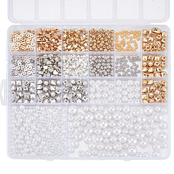 DIYラウンドABSプラスチック模造真珠とCCBプラスチックビーズファインディングキット  ミックスカラー  4~12mm  穴：1~2.3mm  1010個/セット&nbsp;DIY-PA0001-11A