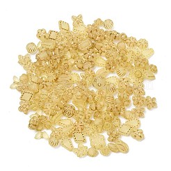 つや消し透明なアクリルビーズ  金色の金属製ビーズ  混合図形  きいろ  8~25x8~25x4~45mm  穴：1.2~1.6mm&nbsp;OACR-Z041-06