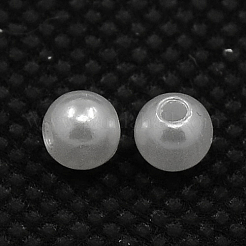 パール調アクリルビーズ  ラウンド  ホワイト  6mm  穴：2mm  約4800個/500g&nbsp;PACR-6D-1