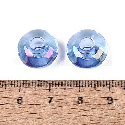 クリアアクリルヨーロピアンビーズ  大きな穴ビーズロンデル  コーンフラワーブルー  14x8mm  穴：5mm&nbsp;OACR-E033-20G
