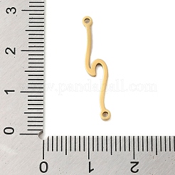 304ステンレススチールウェーブリンクコネクタチャーム  18KGP本金メッキ  25.5x4.5x1mm  穴：1mm&nbsp;STAS-S123-03G-05