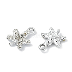 合金クリスタルラインストーンペンダント  葉のチャーム  UVメッキ  プラチナ  葉  16x12x3mm  穴：2.5mm&nbsp;ALRI-T012-04C-P