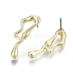 合金スタンドピアス  スチールピンと  カドミウムフリー＆ニッケルフリー＆鉛フリー  ライトゴールド  23x8mm  ピン：0.7mm&nbsp;EJEW-N046-007-NR