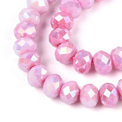 Anti-Tarnish Electroplate Rondelle Glass Beads Strands&nbsp;EGLA-T021-6mm-17-02