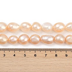 天然養殖淡水パールビーズ連売り  研磨両側  グレード6 A  桃パフ  10~11mm  穴：0.6mm  約31~34個/連  13.82~13.98インチ（35.1~35.5cm）&nbsp;PEAR-P064-20L-04B