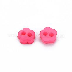 2つ穴プラスチックボタン  花  ミックスカラー  6x6x2mm  穴：1.5mm&nbsp;BUTT-N018-029