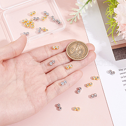 24個2色真鍮ビーズ  内部のゴムと  スライダービーズ  ロンデル  プラチナ·ゴールデン  8x4.5x3.5mm  穴：1mm  12個/カラー&nbsp;KK-HY0004-37