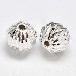 ファンシーカットファセットラウンド925の純銀製のビーズ  銀  6mm  穴：1.5mm  約96個/20g&nbsp;STER-F012-12B