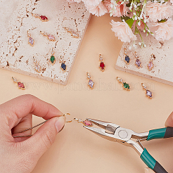16Pcs 8 Colors Brass Micro Pave Cubic Zirconia Pendants&nbsp;KK-WR0001-42