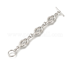 真鍮製のブレスレット作り  トグル留め金付き  プラチナ  95mm  穴：1.5mm&nbsp;KK-K388-64P