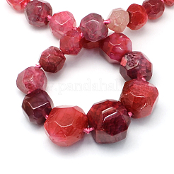 染め加工天然石瑪瑙ビーズ連売り  多面的なラウンド/多角形  ファイヤーブリック  12~25x11~24x10~22mm  穴：2~3mm  約27個/連  18.8インチ&nbsp;G-Q940-08C